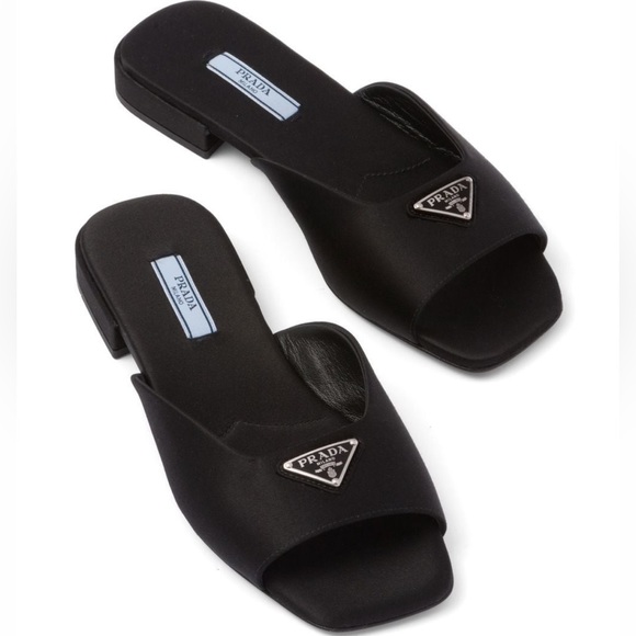 ✨PRADA✨Satin Flat Slide Sandals - Picture 2 of 7